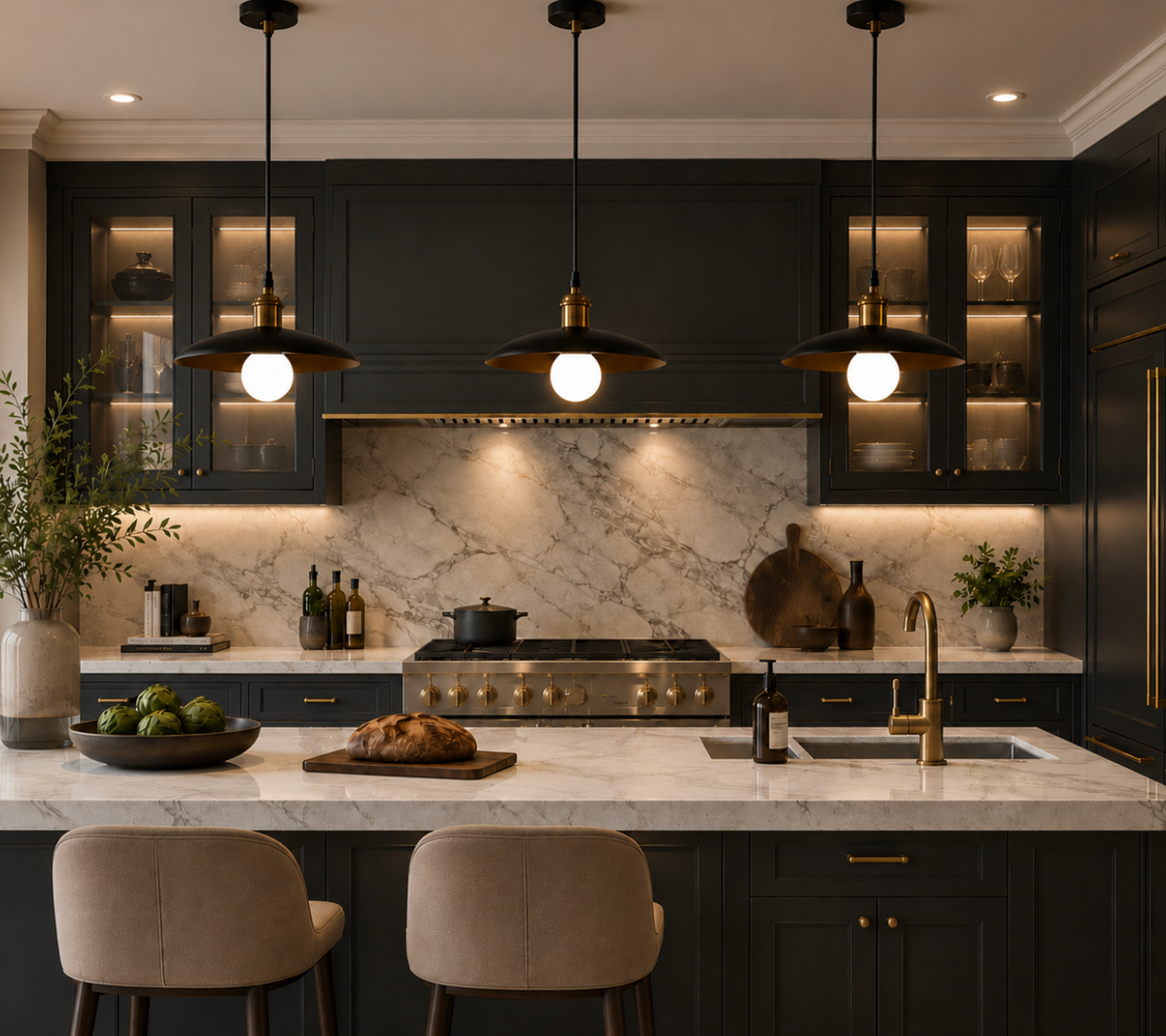 Luke Minimalist Metal Pendant Light with Brass Details