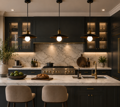 Luke Minimalist Metal Pendant Light with Brass Details