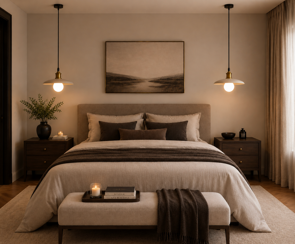 Luke Minimalist Metal Pendant Light with Brass Details