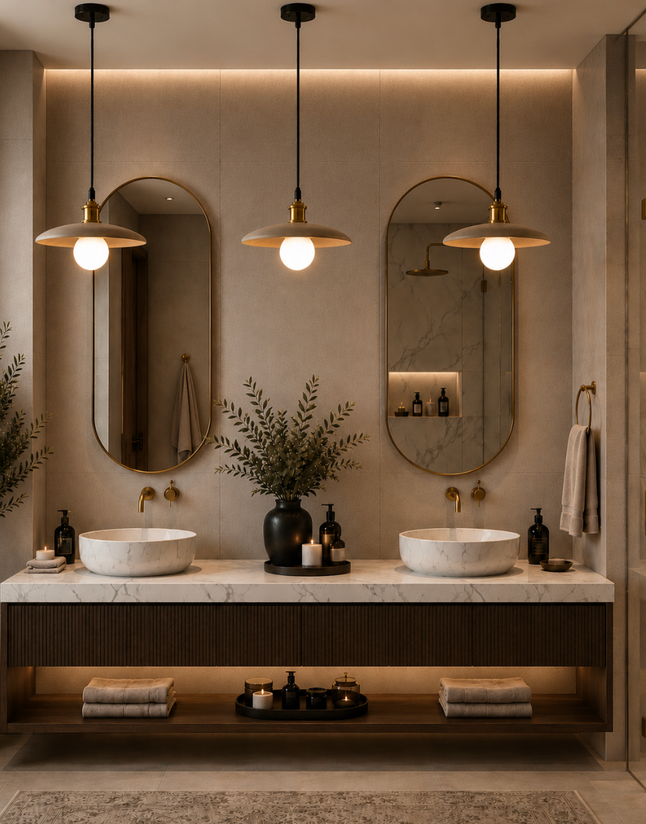Luke Minimalist Metal Pendant Light with Brass Details