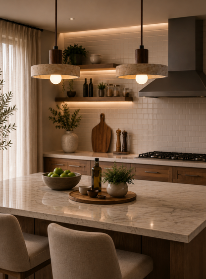 Archie Natural Travertine Stone Pendant Light
