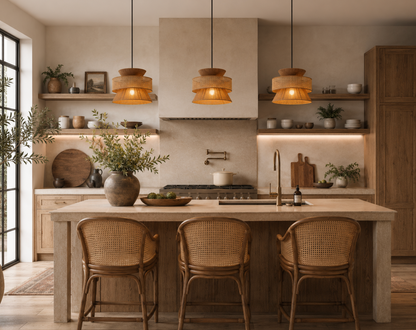 Noah Handwoven Natural Rattan and Bamboo Pendant Light