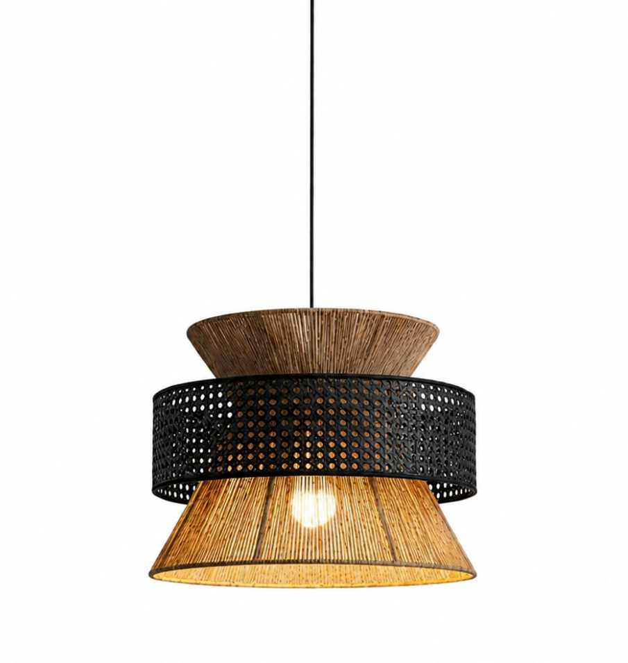 Noah Handwoven Natural Rattan and Bamboo Pendant Light