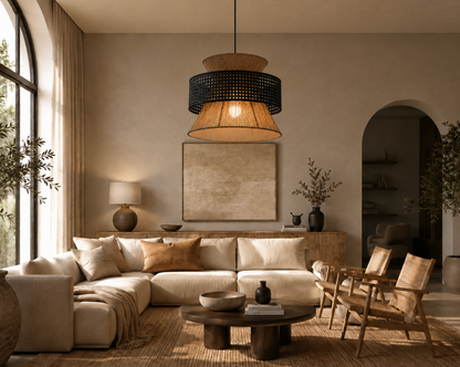 Noah Handwoven Natural Rattan and Bamboo Pendant Light