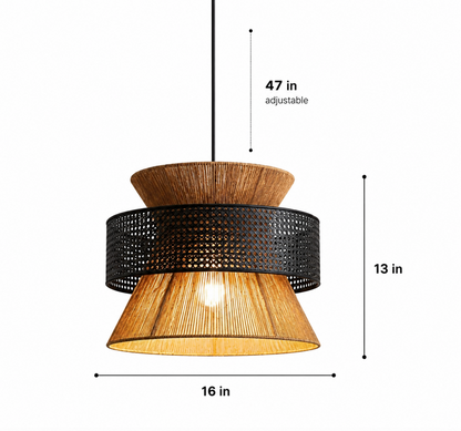 Noah Handwoven Natural Rattan and Bamboo Pendant Light