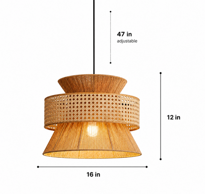 Noah Handwoven Natural Rattan and Bamboo Pendant Light