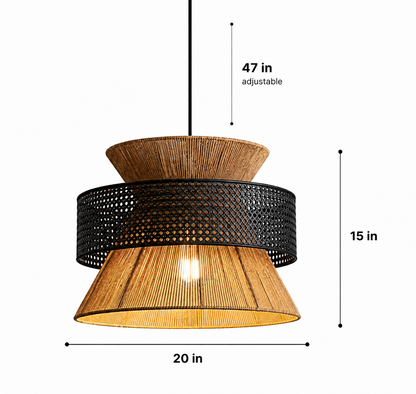 Noah Handwoven Natural Rattan and Bamboo Pendant Light