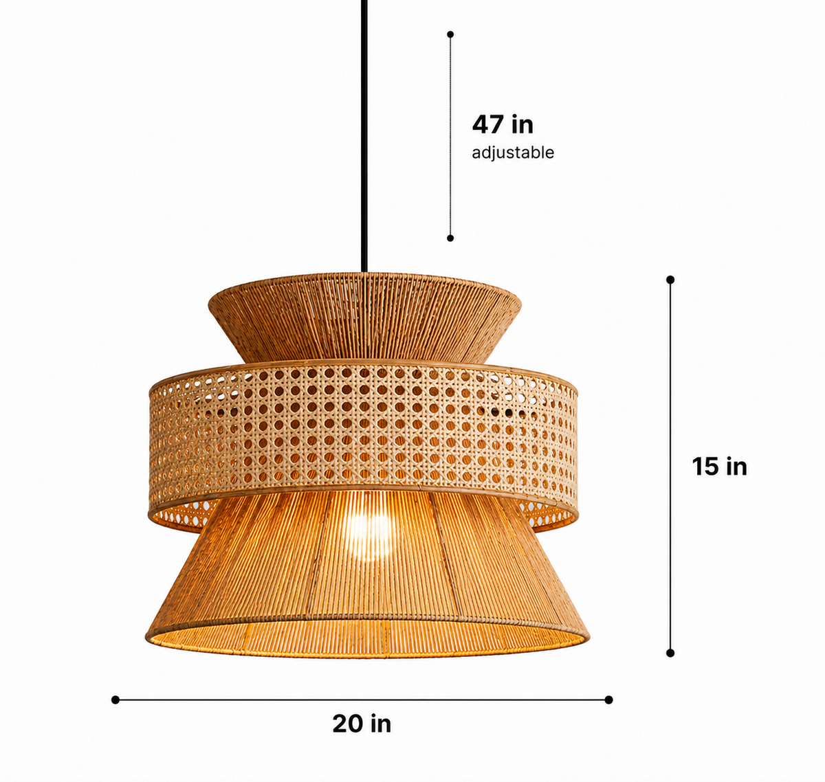 Noah Handwoven Natural Rattan and Bamboo Pendant Light