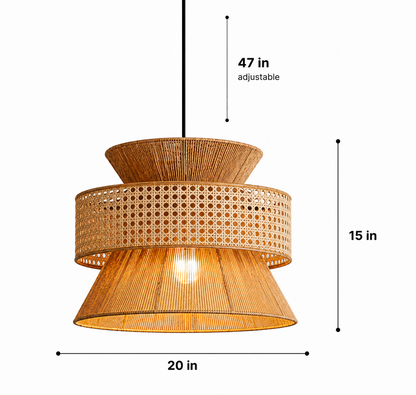 Noah Handwoven Natural Rattan and Bamboo Pendant Light