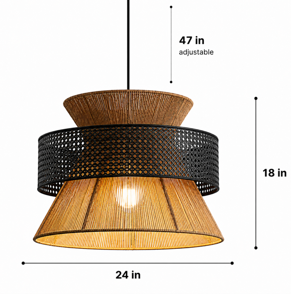 Noah Handwoven Natural Rattan and Bamboo Pendant Light
