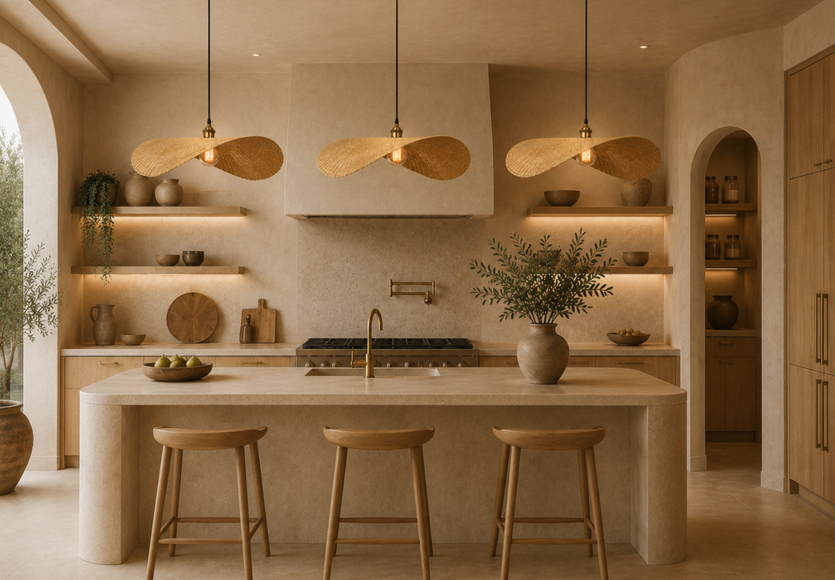 Theo Handwoven Natural Rattan Cascade Pendant Light