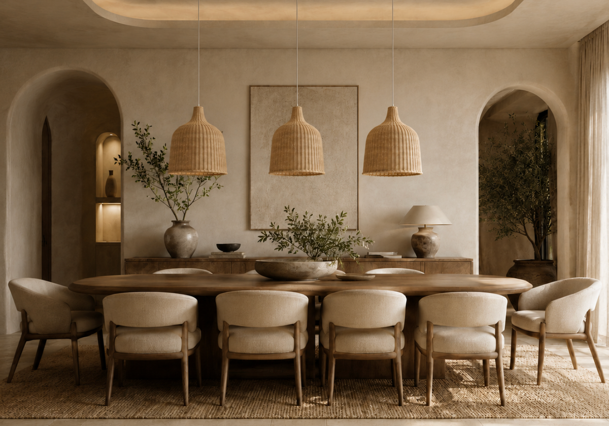 Tom Handwoven Natural Rattan Dome Pendant Light