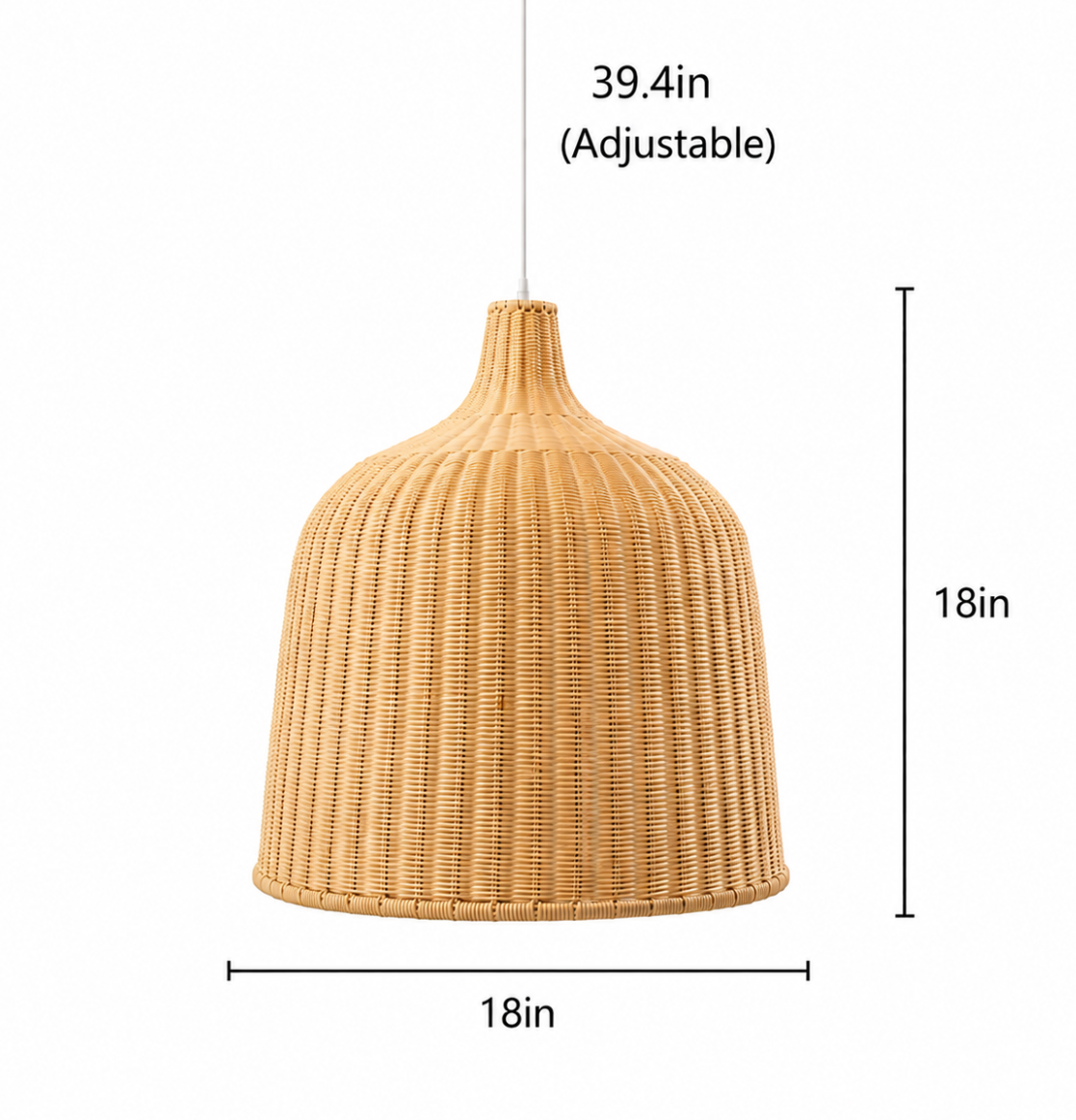 Tom Handwoven Natural Rattan Dome Pendant Light