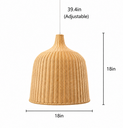 Tom Handwoven Natural Rattan Dome Pendant Light