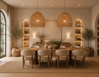 Ezra Open Weave Natural Rattan Dome Pendant Light