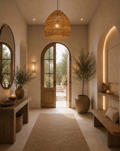 Ezra Open Weave Natural Rattan Dome Pendant Light