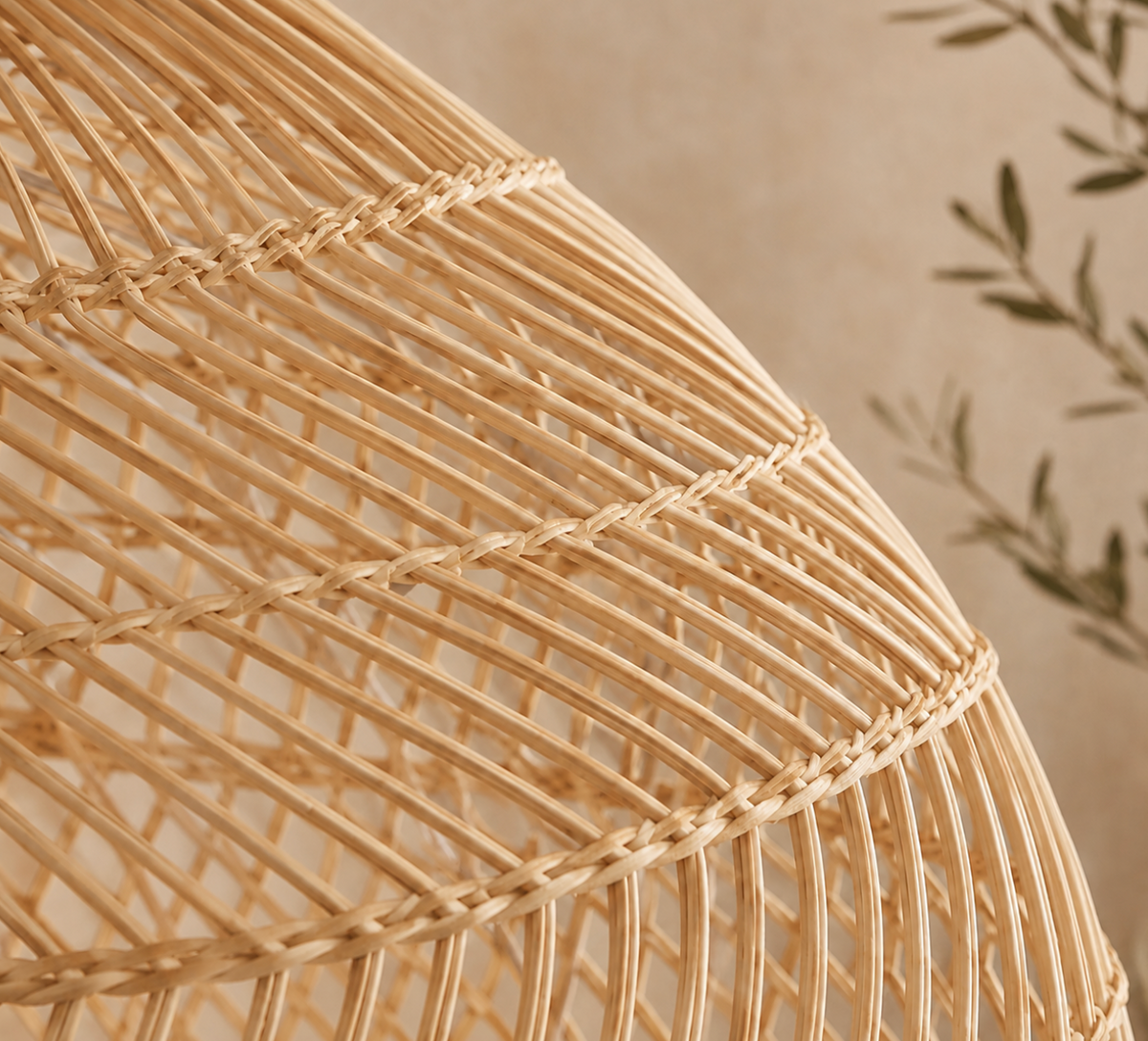 Ezra Open Weave Natural Rattan Dome Pendant Light