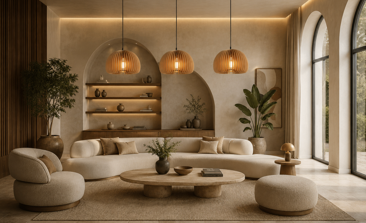 Jude Modern Scandinavian Wooden Slat Pendant Light