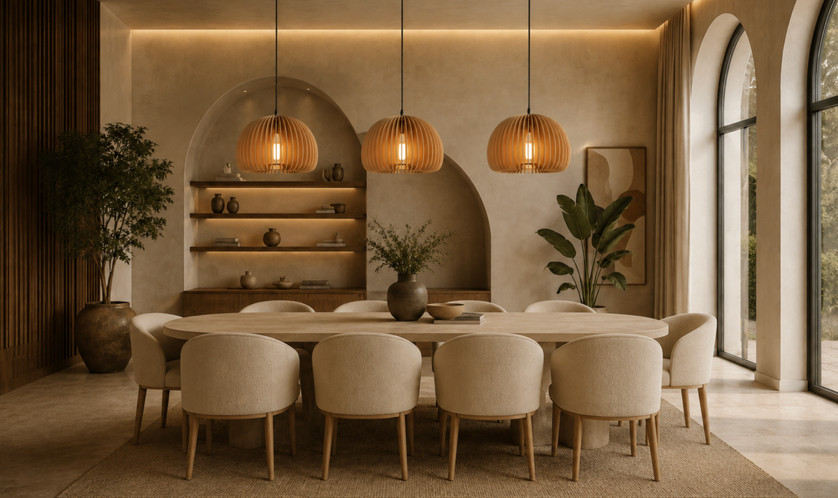 Jude Modern Scandinavian Wooden Slat Pendant Light