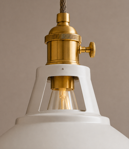 Alfred Vintage Industrial Metal Pendant Light with Brass Details
