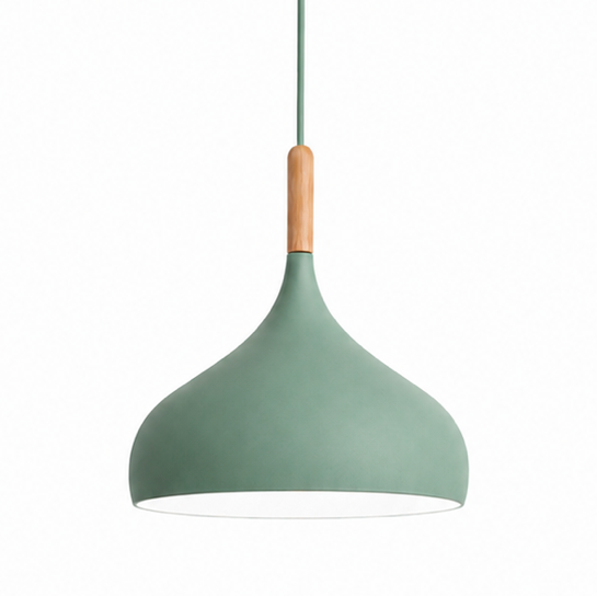 Elliot Scandinavian Metal Pendant Light with Wood Detail