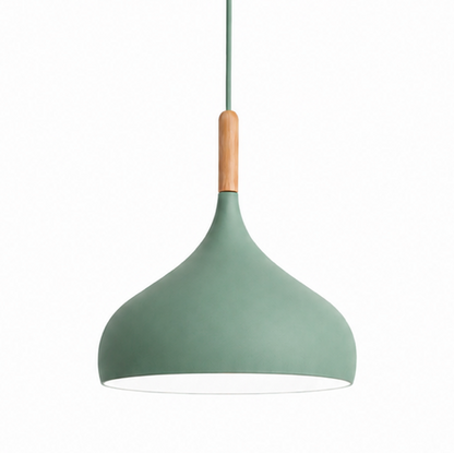 Elliot Scandinavian Metal Pendant Light with Wood Detail