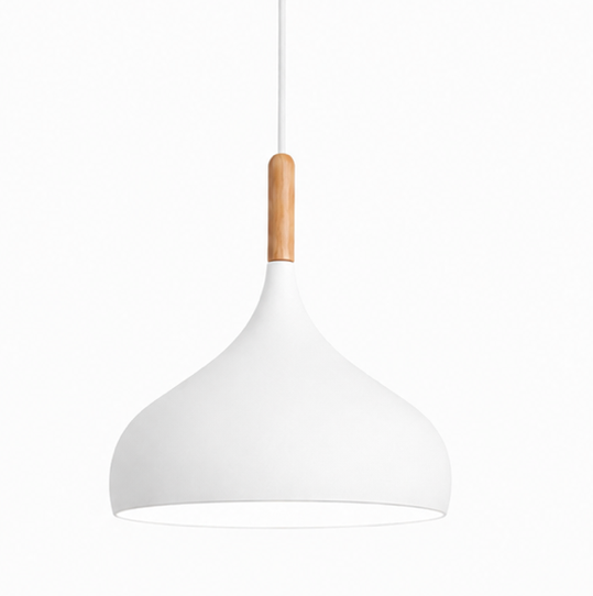 Elliot Scandinavian Metal Pendant Light with Wood Detail
