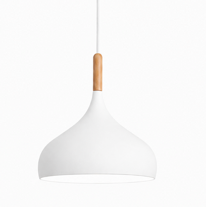 Elliot Scandinavian Metal Pendant Light with Wood Detail