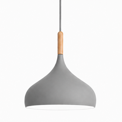 Elliot Scandinavian Metal Pendant Light with Wood Detail