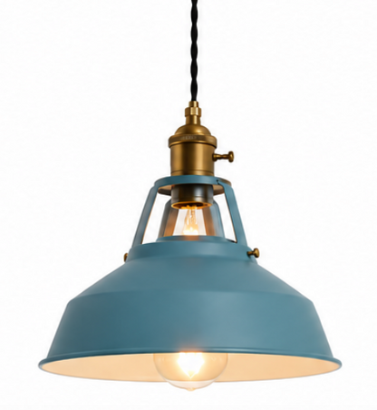 Alfred Vintage Industrial Metal Pendant Light with Brass Details