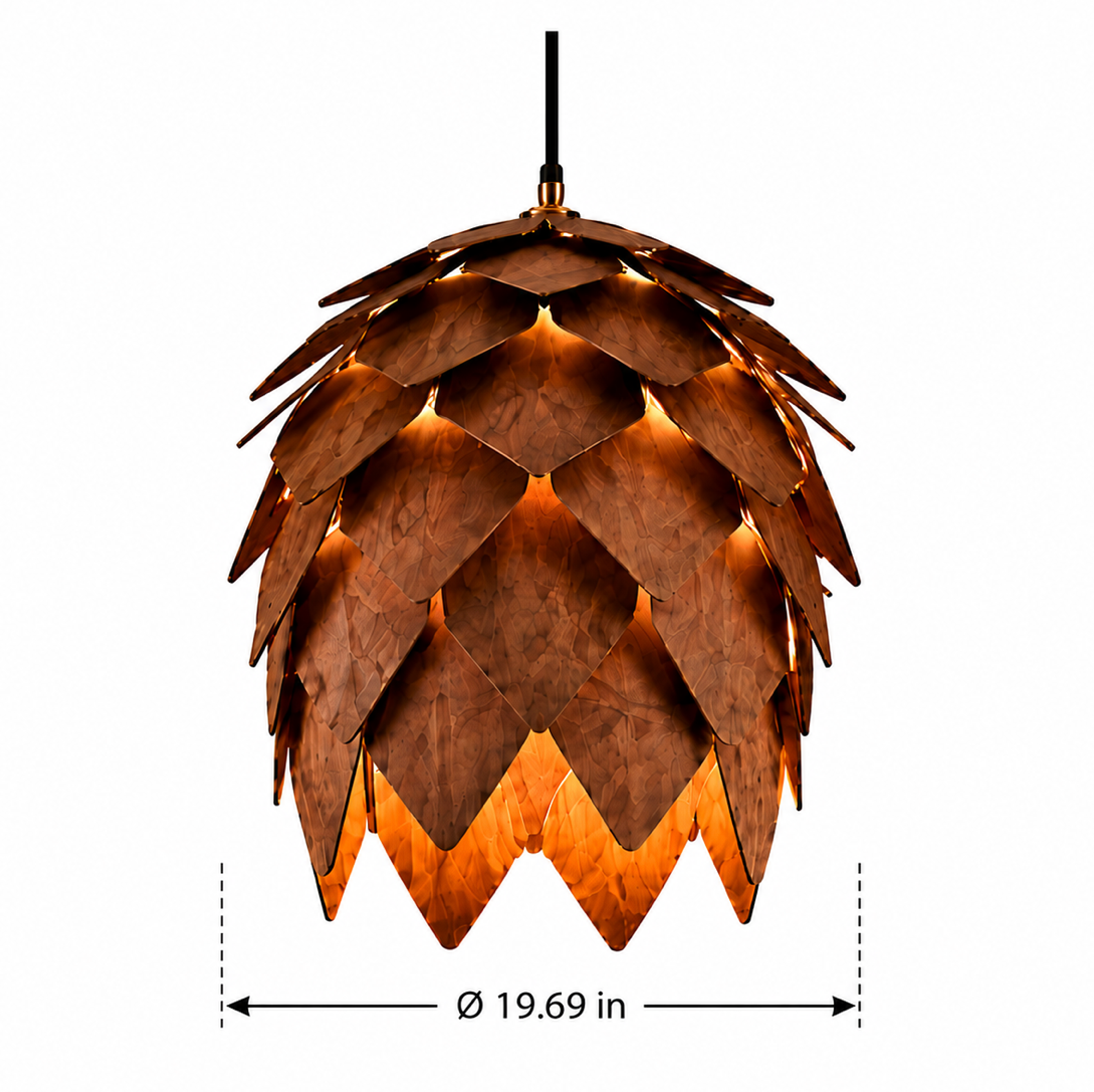 Hazel Handmade Wooden Pine Cone Pendant Light