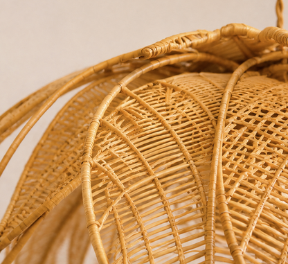 Victorio Natural Woven Rattan Flower Pendant Light