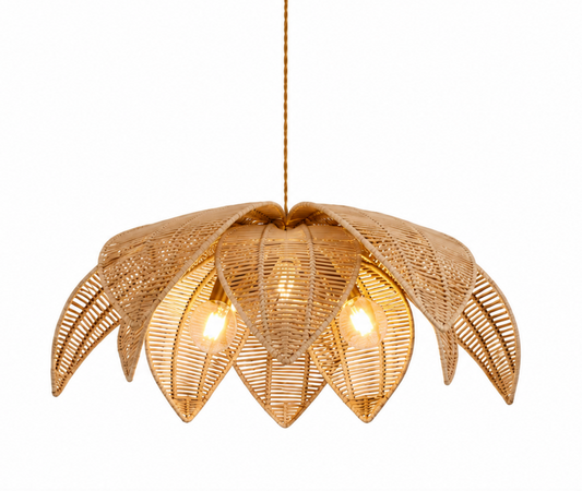 Victorio Natural Woven Rattan Flower Pendant Light