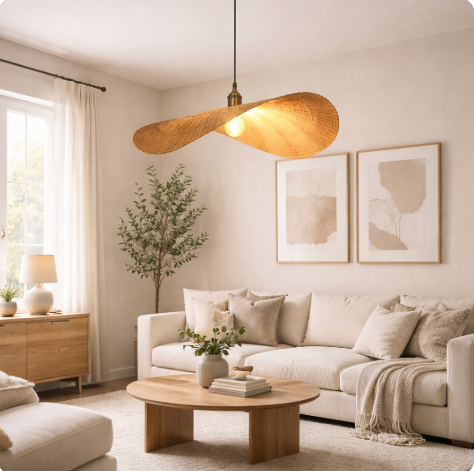 Artistic Woven Bamboo Pendant Light – Theo