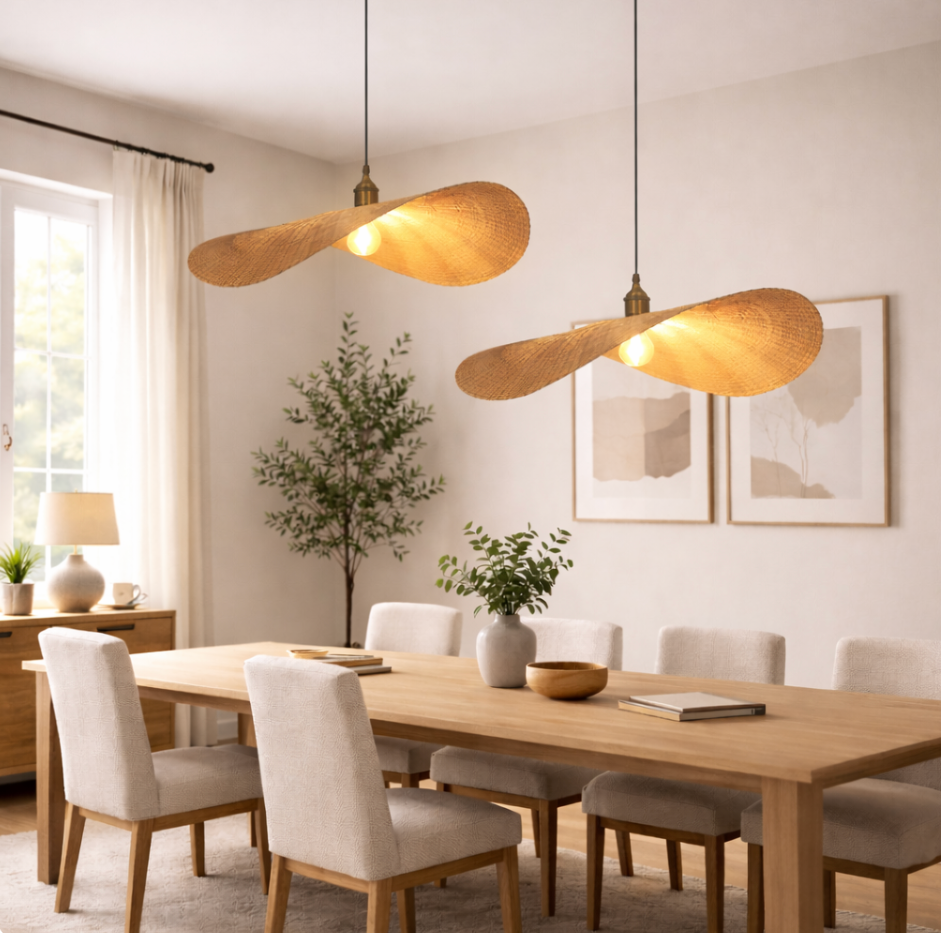 Artistic Woven Bamboo Pendant Light – Theo
