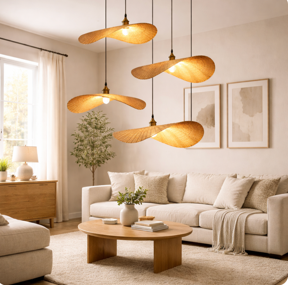 Artistic Woven Bamboo Pendant Light – Theo