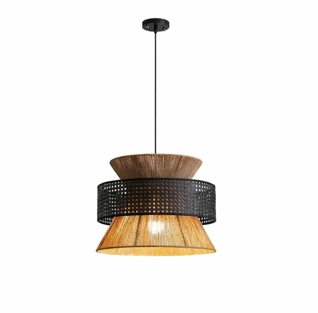 Natural Woven Rattan Sculptural Pendant Lamp – Noah
