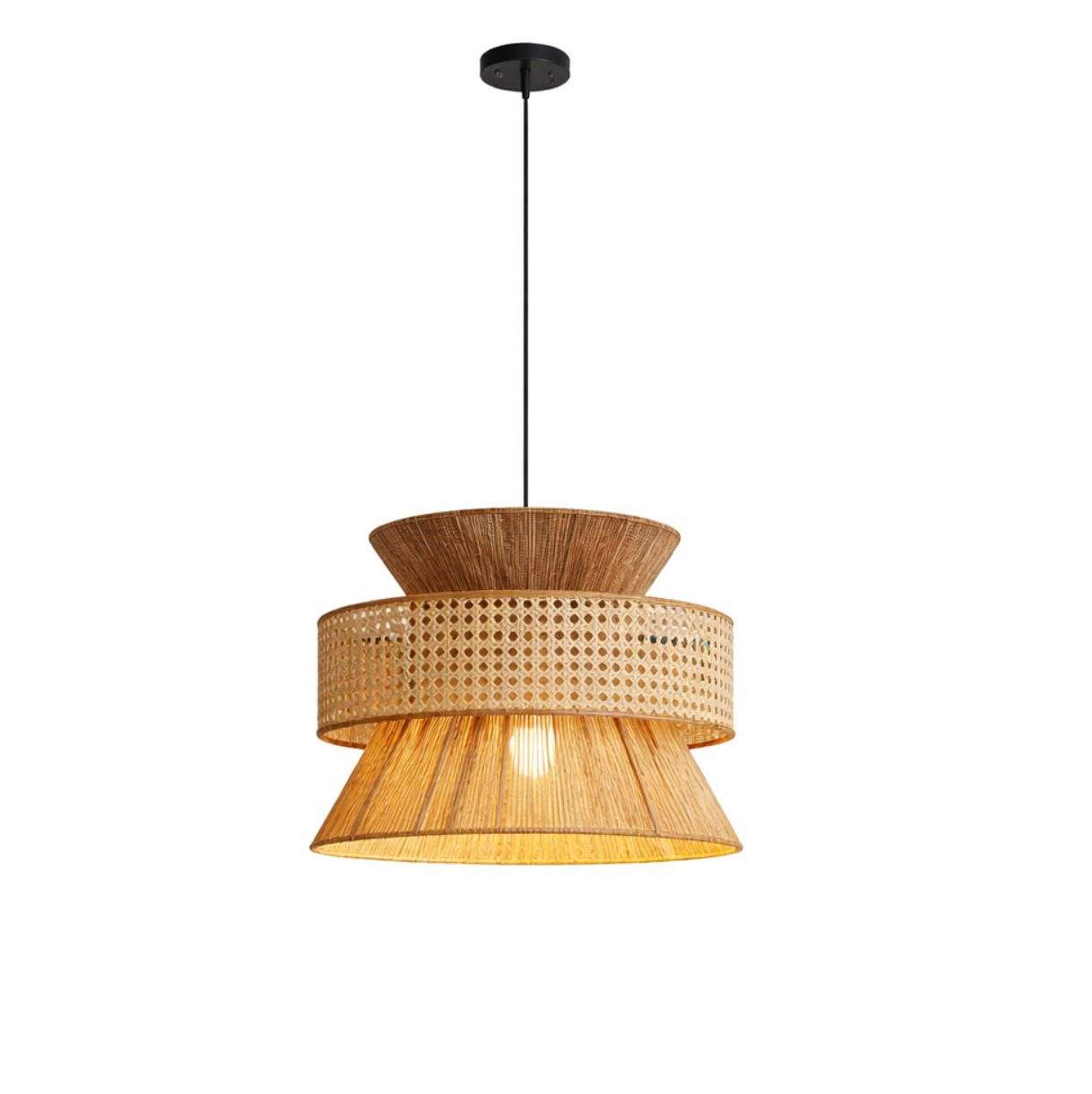 Natural Woven Rattan Sculptural Pendant Lamp – Noah
