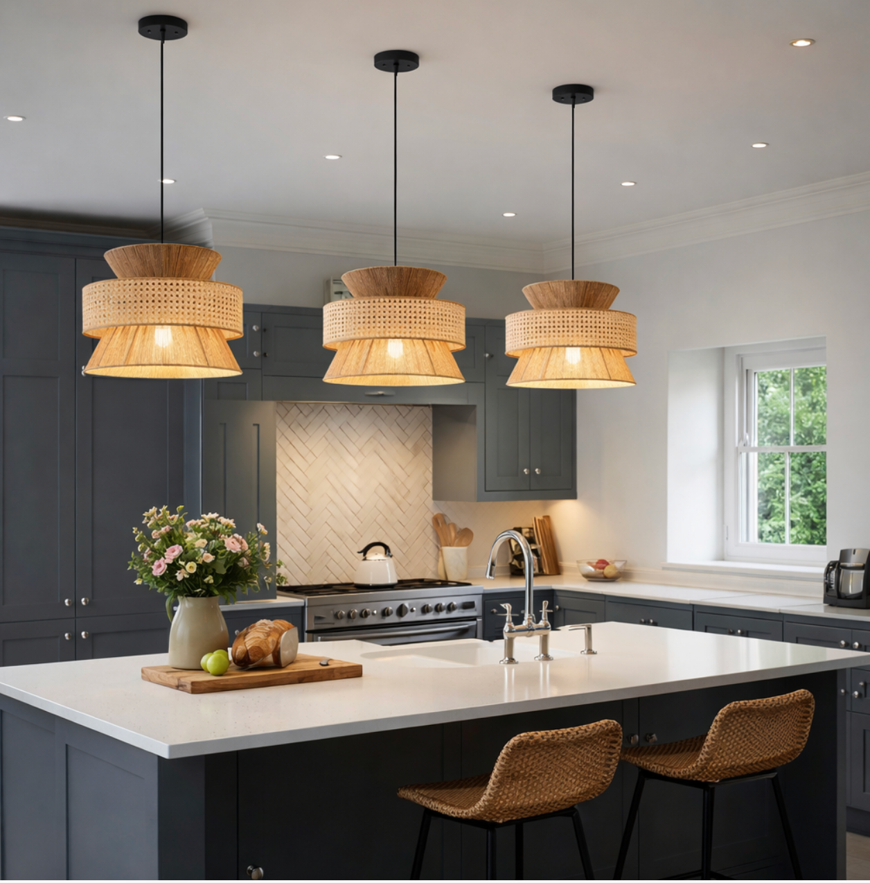 Natural Woven Rattan Sculptural Pendant Lamp – Noah