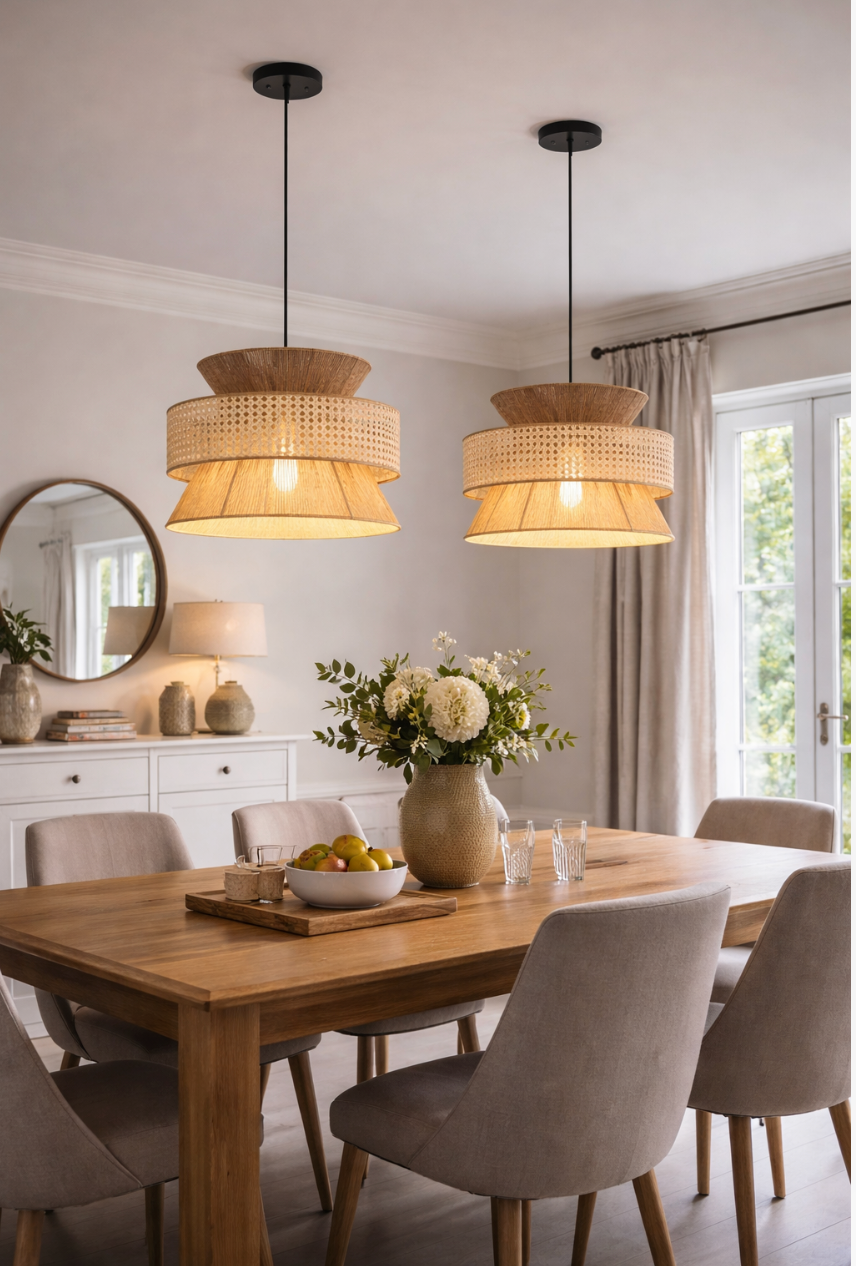 Natural Woven Rattan Sculptural Pendant Lamp – Noah