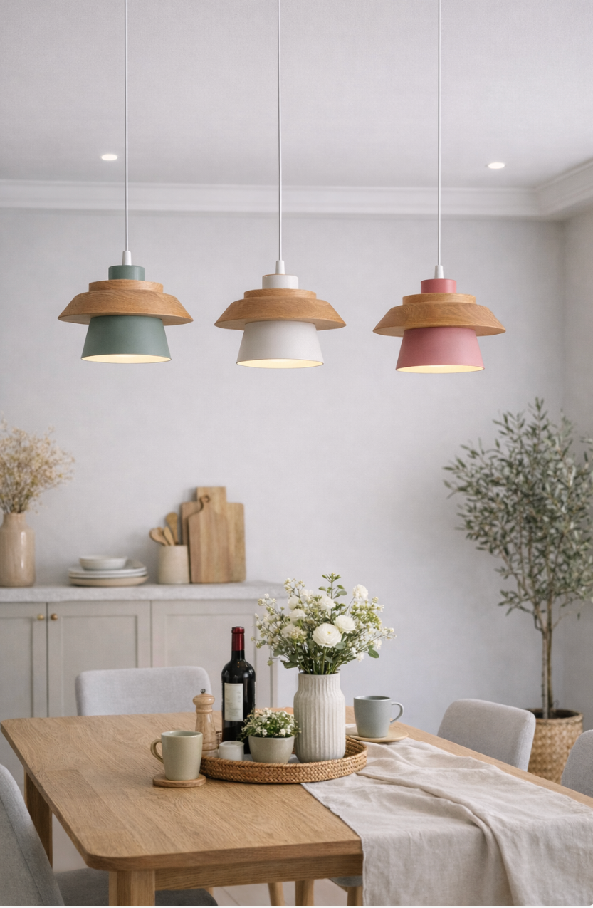 Modern Scandinavian Wooden & Metal Pendant Light - Otis