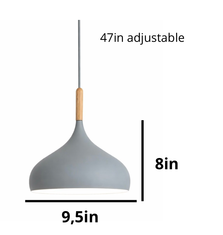 Elliot Scandinavian Metal Pendant Light with Wood Detail