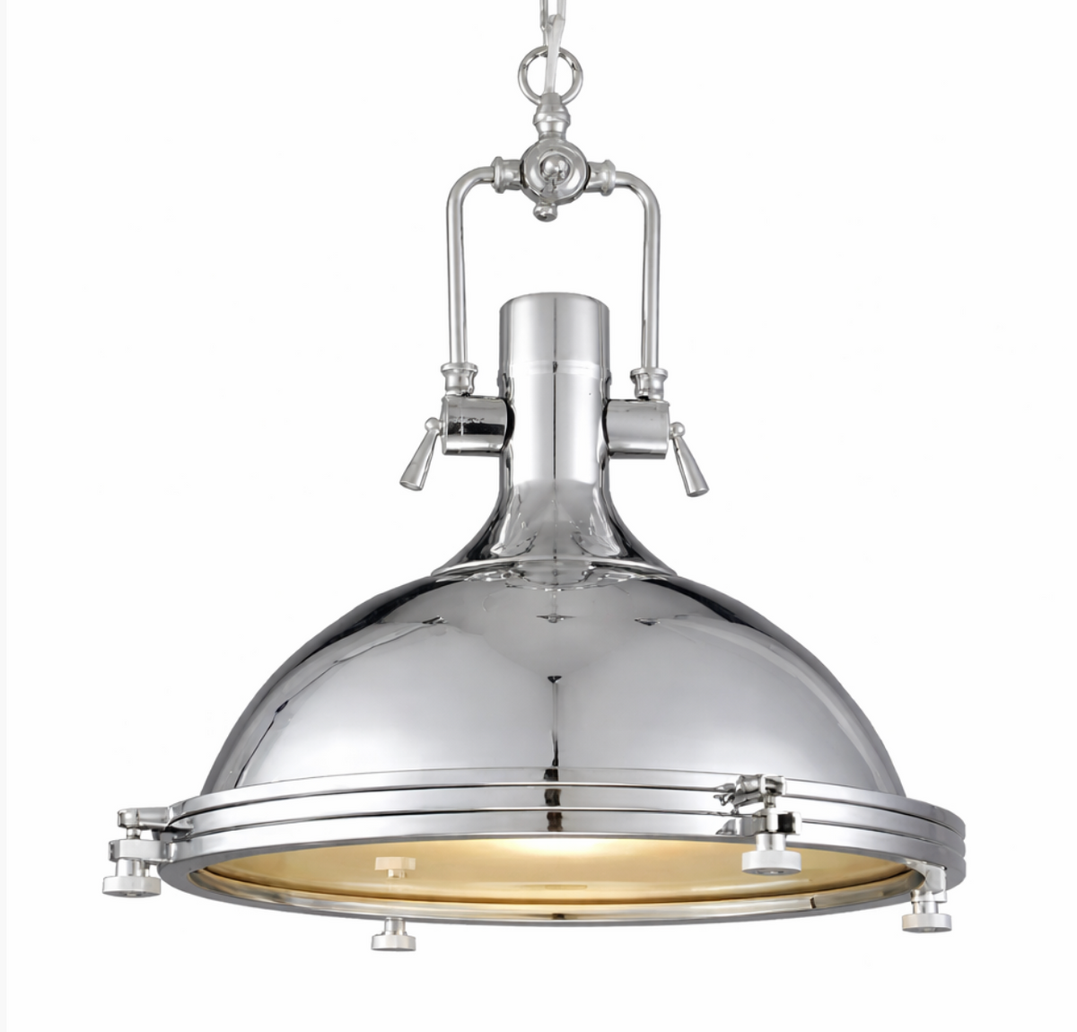 George Vintage Industrial Metal Pendant Light with Textured Glass