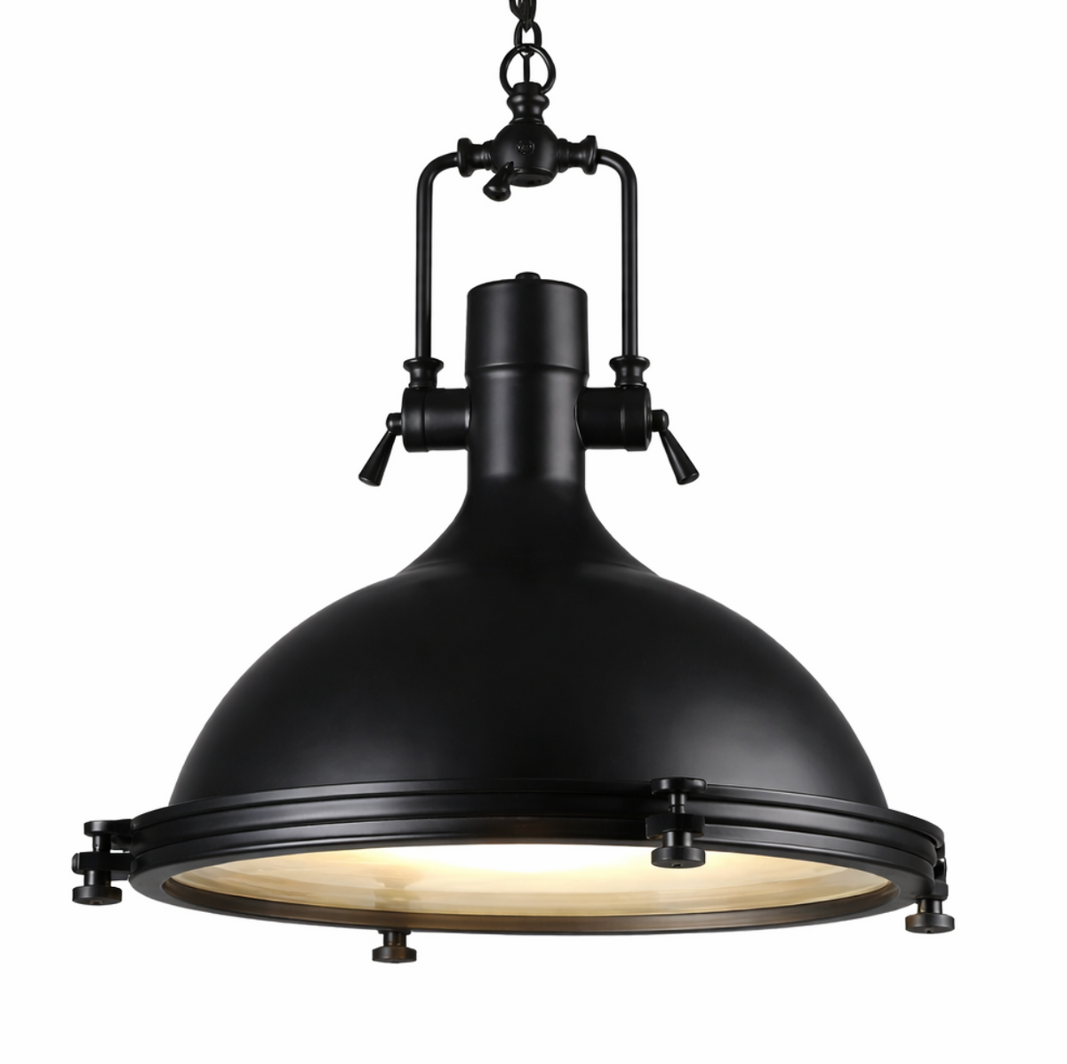 George Vintage Industrial Metal Pendant Light with Textured Glass