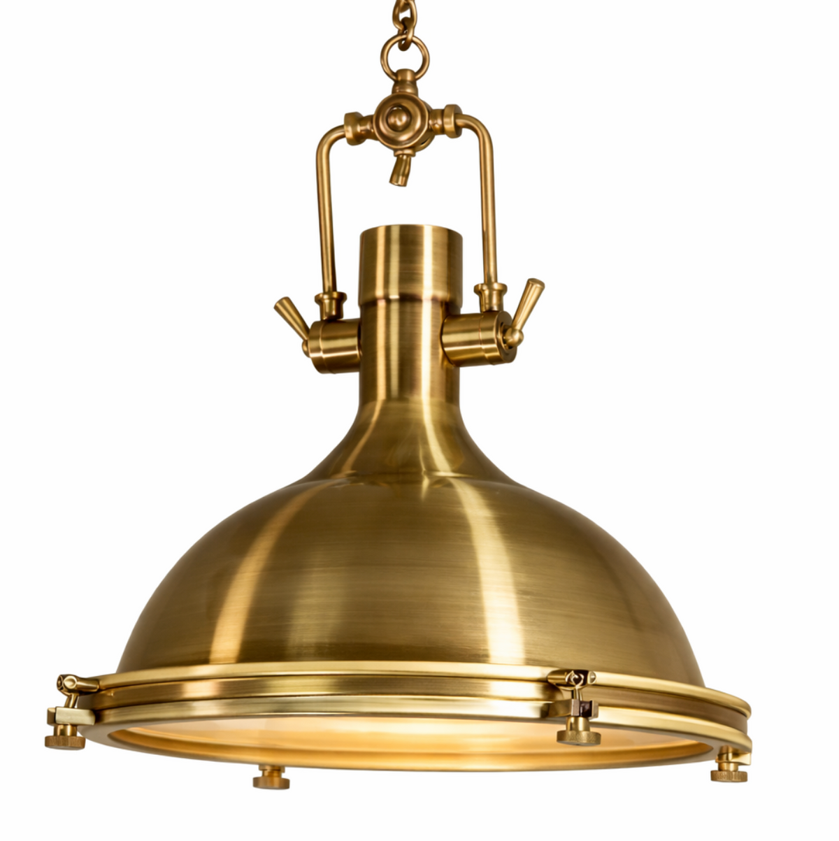 George Vintage Industrial Metal Pendant Light with Textured Glass