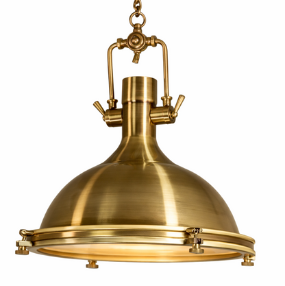 George Vintage Industrial Metal Pendant Light with Textured Glass