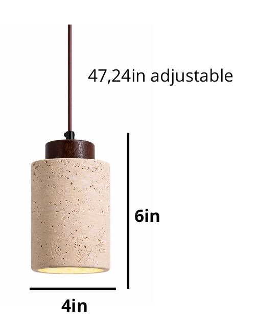 Finn Natural Travertine Pendant Light with Wood Details