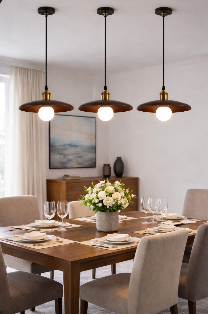 Minimalist Wooden Pendant Light with Brass Accent – Luke