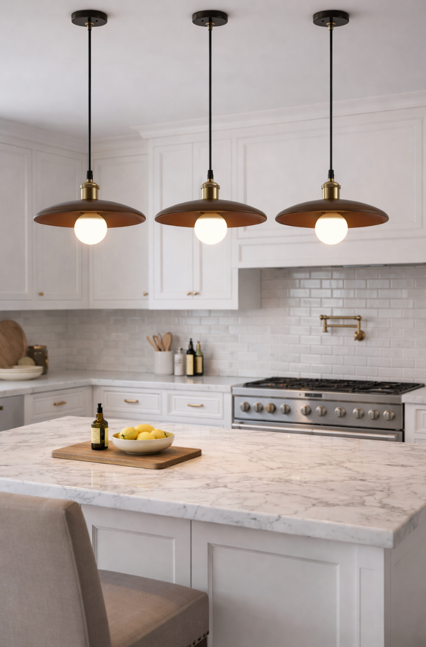 Minimalist Wooden Pendant Light with Brass Accent – Luke