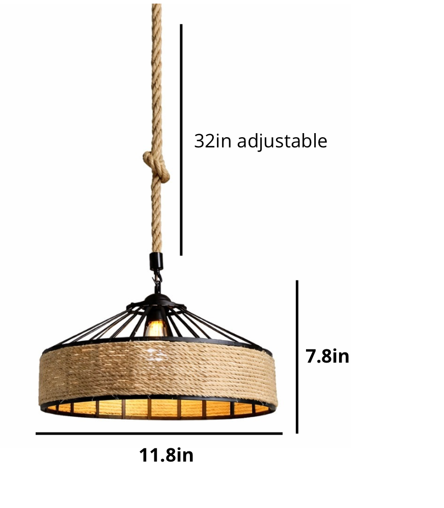 Louis Woven Natural Rope and Metal Pendant Light